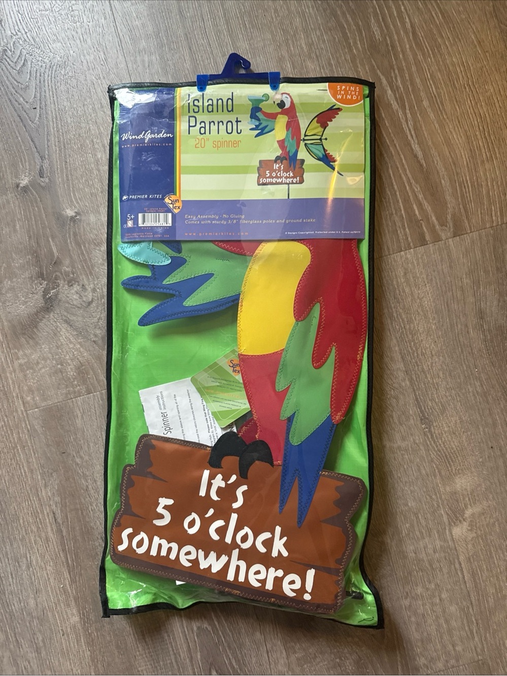 Island Parrot-It's 5 O'clock Somewhere Wind Spinner Whirligig by Premier Kites